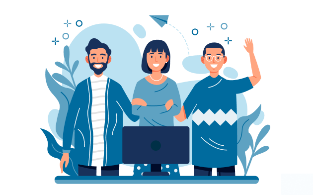 Ilustrasi tim membangun software